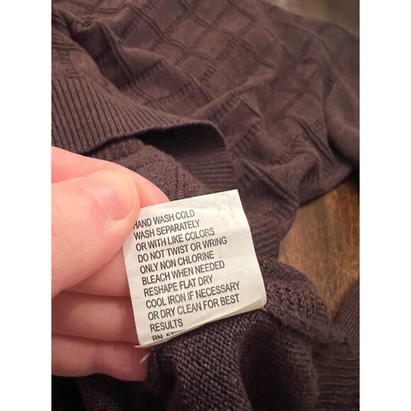 Perry Ellis Men's Brown Silk Blend Grid Knit Pullover Lightweight Sweater Medium - Picture 5 of 8